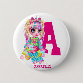 I Liebe Unicorns Kawaii Chibi Girl Button (Vorderseite)