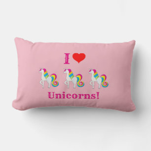 I Liebe Unicorns Niedlich Pink Girly Lendenkissen