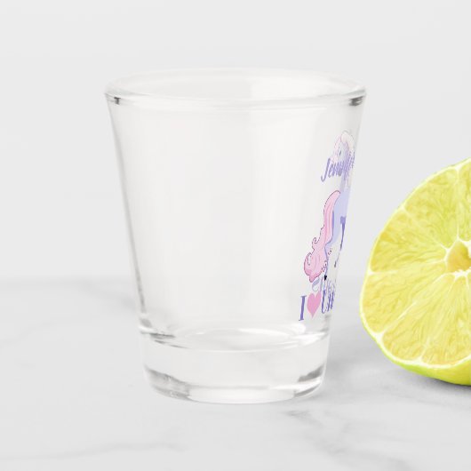 I Liebe Unicorns Niedliches Einhorn Schnapsglas (Links)