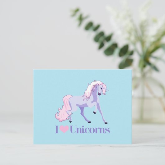 I Liebe Unicorns Postkarte (Stehend Vorderseite)