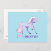 I Liebe Unicorns Postkarte (Vorne/Hinten)