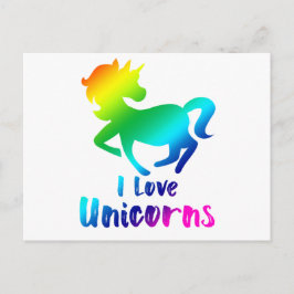 I Liebe Unicorns Rainbow Design Postkarte