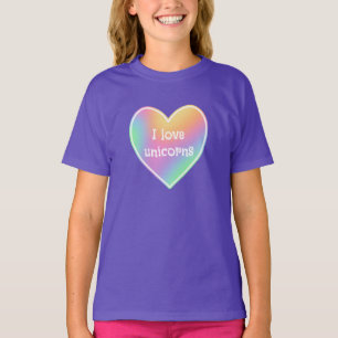 I Liebe Unicorns Rainbow Heart Girls' T - Shirt