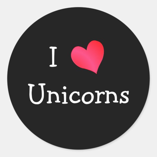 I Liebe Unicorns Runder Aufkleber (Vorderseite)