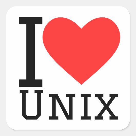 I Liebe Unix Quadratischer Aufkleber (Vorderseite)
