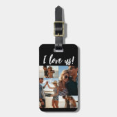 I Liebe uns Script Foto Collage Black Gepäckanhänger (Vorderseite vertikal)