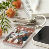 I Liebe uns Skriptnamen Foto Collage Terracotta Schlüsselanhänger (Vorderseite rechts)