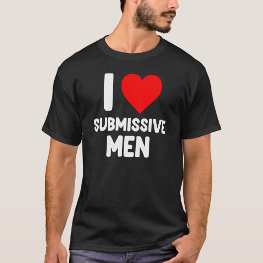 I Liebe Untermissive Männer Rotes Herz Liebe Unter T-Shirt (Vorderseite)