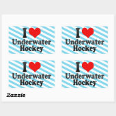I Liebe Unterwasserhockey Rechteckiger Aufkleber (Blatt)