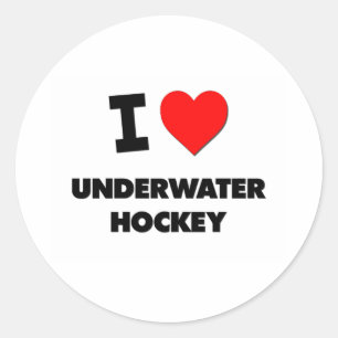 I Liebe Unterwasserhockey Runder Aufkleber