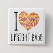 I Liebe Upright Bass Orange Mandala Herz Button (Vorderseite)