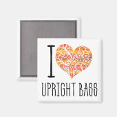 I Liebe Upright Bass Orange Mandala Herz Magnet (Vorderseite/Rückseite)