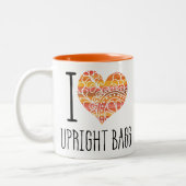 I Liebe Upright Bass Orange Mandala Herz Zweifarbige Tasse (Links)