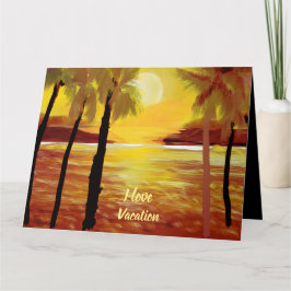I Liebe Urlaub Sunset Ocean PalmTrees Karte