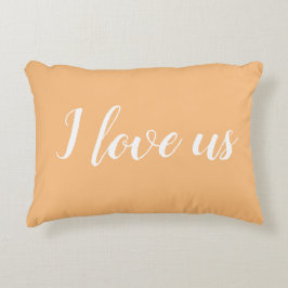 "I Liebe us" auf Hübschem Orange/Peach Accent Pill Dekokissen