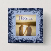 I Liebe US Foto Lila Frame Square Button (Vorderseite)