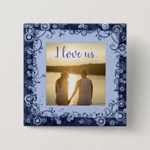 I Liebe US Foto Lila Frame Square Button