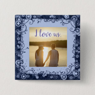 I Liebe US Foto Lila Frame Square Button