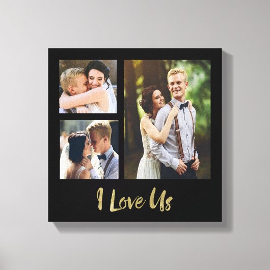 I Liebe Us Gold Script Hochzeitsschulung Leinwand (Vorderseite)