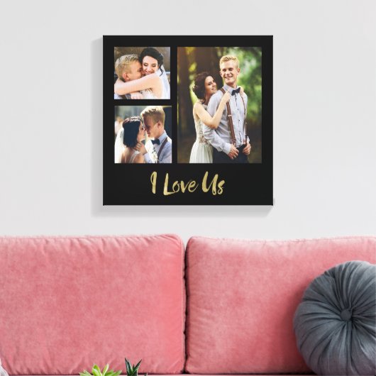 I Liebe Us Gold Script Hochzeitsschulung Leinwand (Insitu (Wohnzimmer))