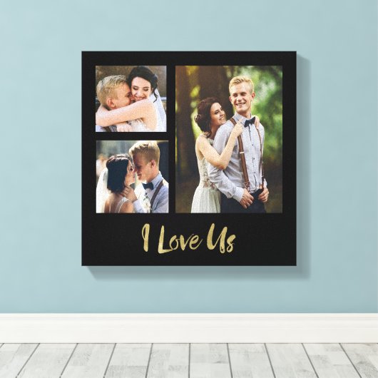 I Liebe Us Gold Script Hochzeitsschulung Leinwand (Insitu (Holzboden))