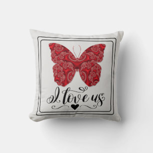I Liebe Us Red Butterfly Throw Kissen