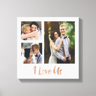 I Liebe Us Rose Gold Script Hochzeitsrate Leinwand