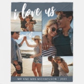 I Liebe us Script Foto Blau und Weiß Fleecedecke (Vorderseite)