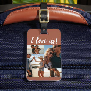 I Liebe us Script Foto Collage Terracotta Gepäckanhänger