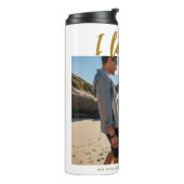 I Liebe us Script Foto Gold und Weiß Thermosbecher (Nach links gedreht)