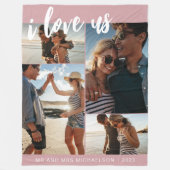 I Liebe us Script Foto Rosa und Weiß Fleecedecke (Vorderseite)