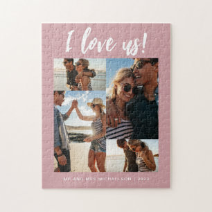 I Liebe us Script Foto Rosa und Weiß Puzzle
