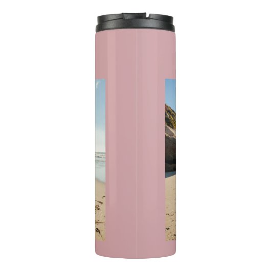 I Liebe us Script Foto Rosa und Weiß Thermosbecher (Rückseite)