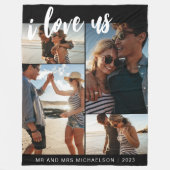 I Liebe us Script Foto Schwarz-Weiß Fleecedecke (Vorderseite)