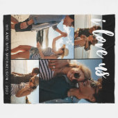 I Liebe us Script Foto Schwarz-Weiß Fleecedecke (Vorderseite (Horizontal))