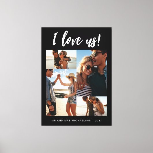 I Liebe us Script Foto Schwarz-Weiß Leinwanddruck (Vorderseite)