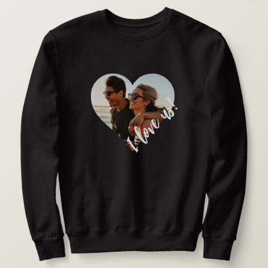 I Liebe us Script Heart Foto Black Sweatshirt (Design vorne)