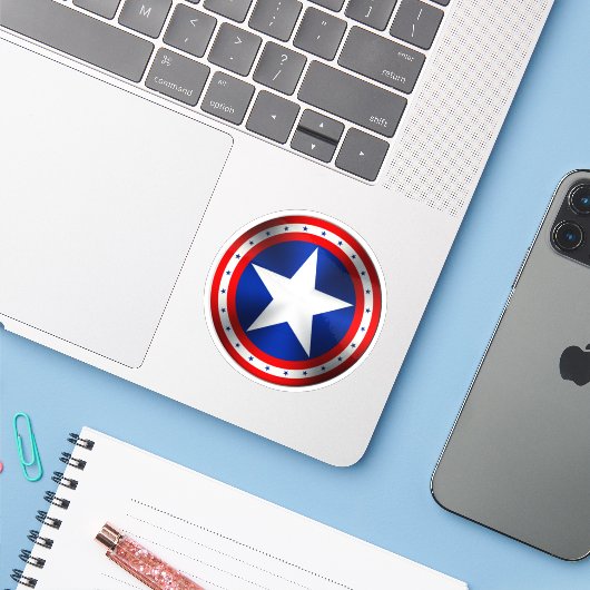 I LIEBE USA-Flagge Aufkleber (Laptop mit iPhone)