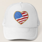 I Liebe USA Heart Trucker Hat Truckerkappe (Vorderseite)