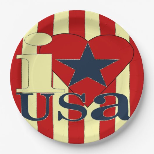 I Liebe USA Paper Plate Pappteller (Vorderseite)