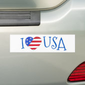 I Liebe USA Patriotic 4. Juli American Flag Heart Autoaufkleber (Auf Auto)