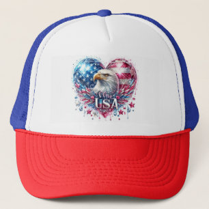 I Liebe Usa Patriotischer Adler und Herz Truckerkappe