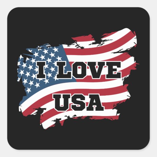I LIEBE USA QUADRATISCHER AUFKLEBER (Vorderseite)