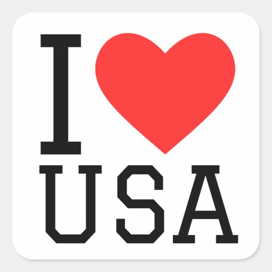 I LIEBE USA QUADRATISCHER AUFKLEBER (Vorderseite)