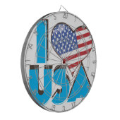 I Liebe USA Retro 80er Dartscheibe (Vorderseite Links)