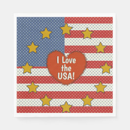 I Liebe USA - Rote, Weiße, Blaue Polka-Dot-Flagge Serviette