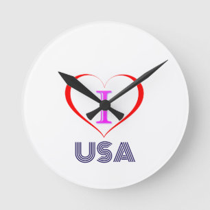 I LIEBE USA RUNDE WANDUHR