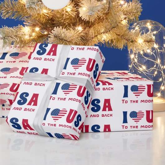 I Liebe USA Sondertext Blau und Rot Geschenkpapier (Feiertage)