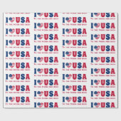 I Liebe USA Sondertext Blau und Rot Geschenkpapier (Flach)