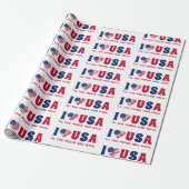 I Liebe USA Sondertext Blau und Rot Geschenkpapier (Ungerollt)